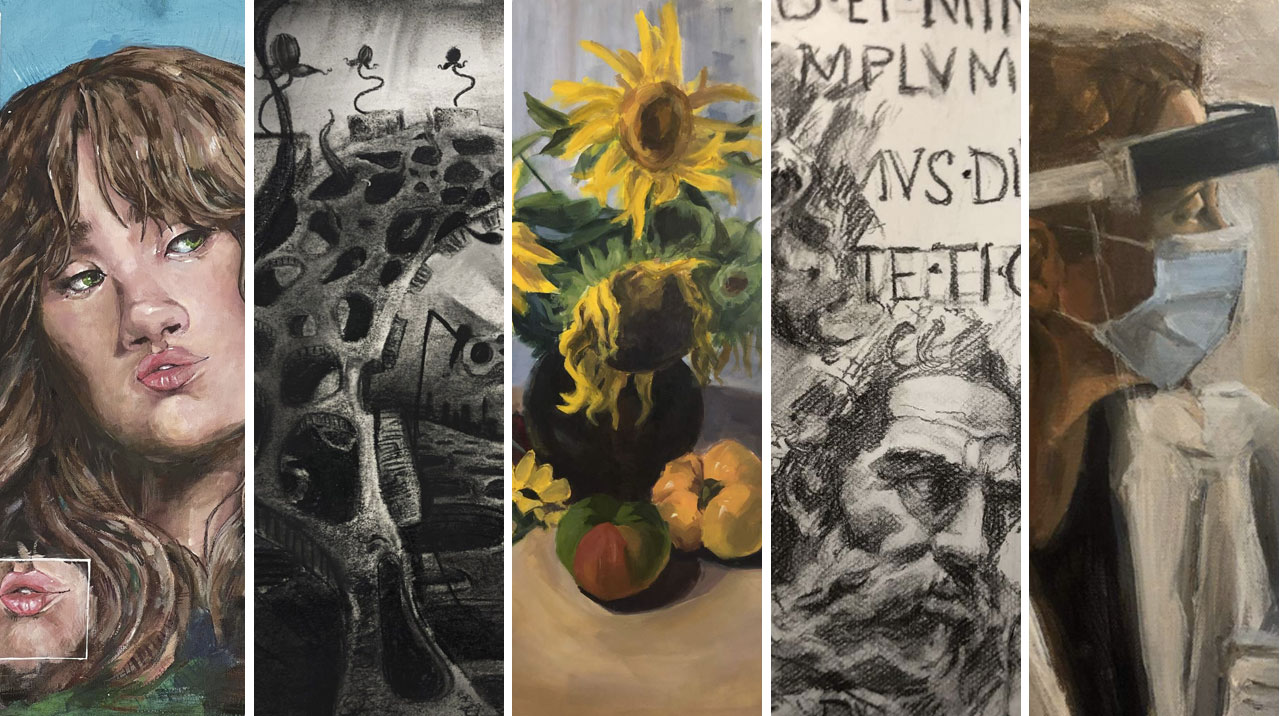 a collage of the latest grant winner's artwork